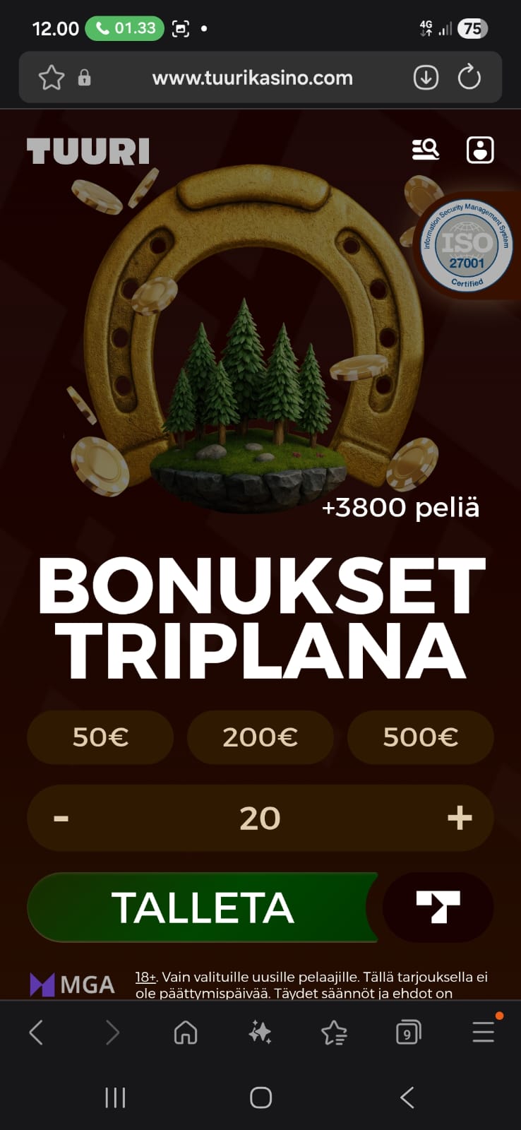 Rekisteröinti Tuuri Kasinolla