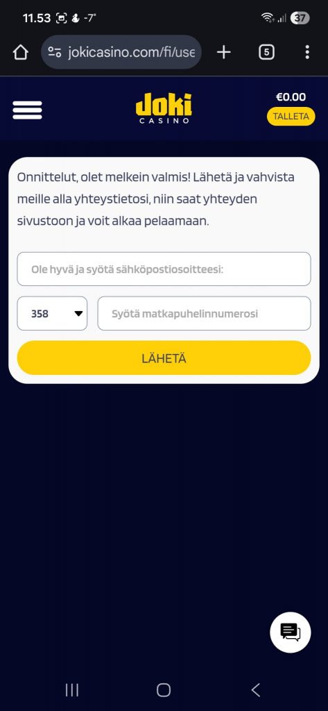 Joki pyytää vielä yhteystietosi